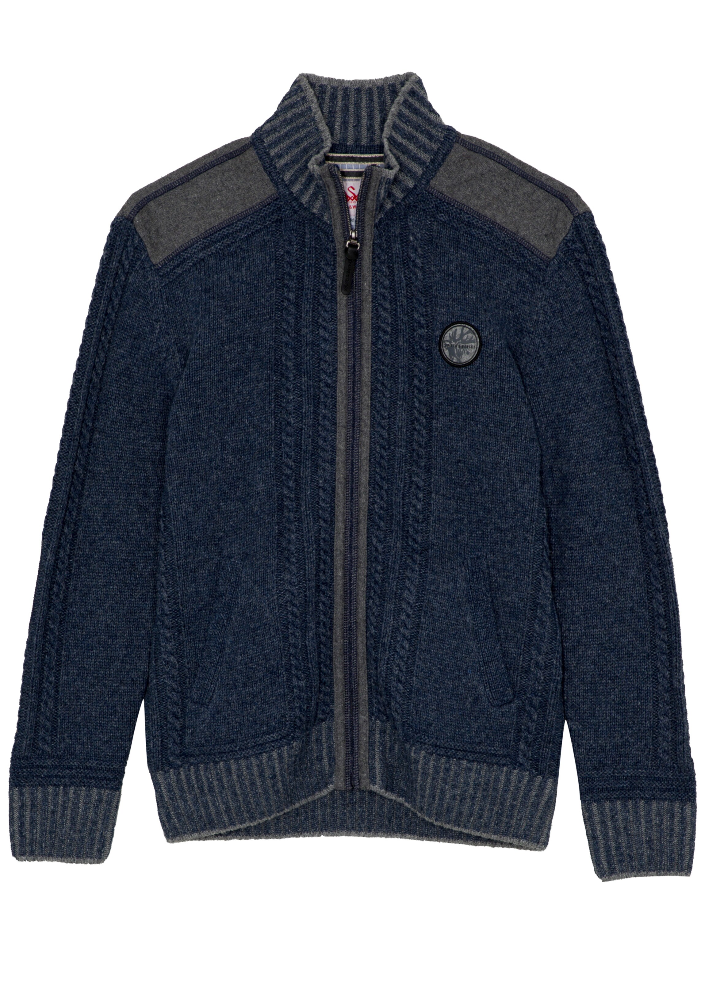 SPIETH & WENSKY Gebreid vest 'Erato' in Blauw: voorkant