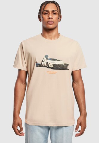 Mister Tee Shirt 'Weekend Wolf' in Beige: voorkant