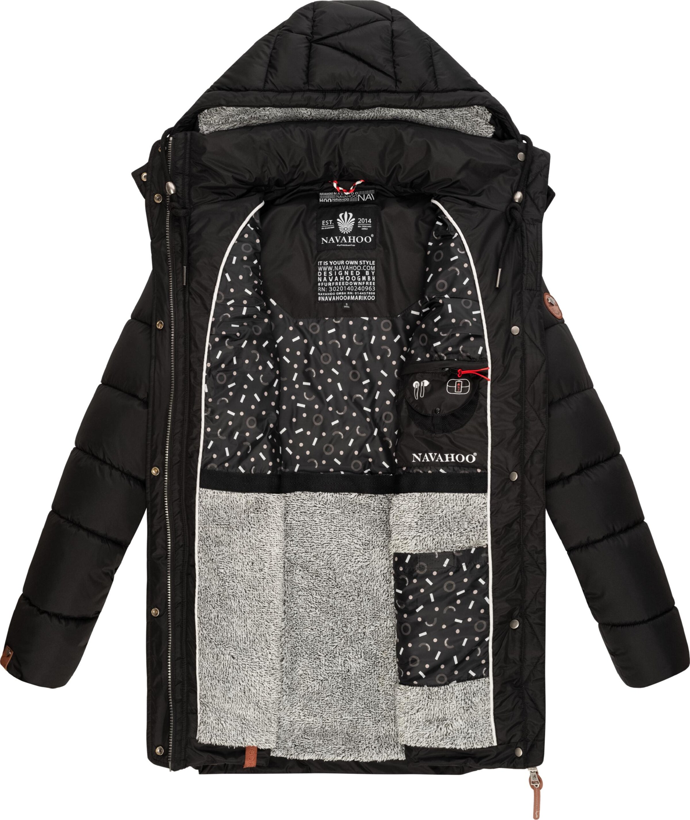 melns NAVAHOO Ziemas mētelis 'Dalie'