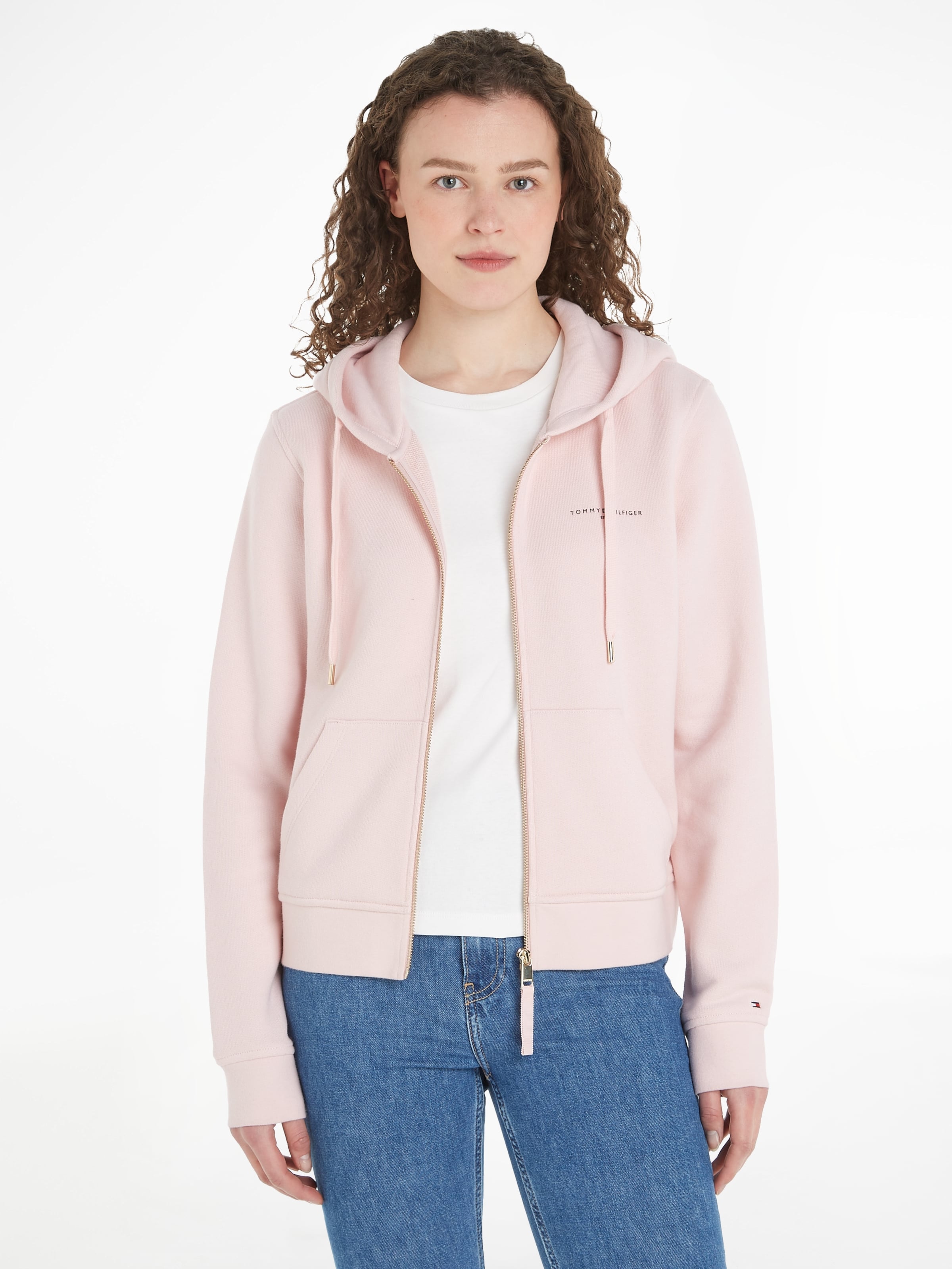 Tommy hilfiger pink on sale zip up hoodie