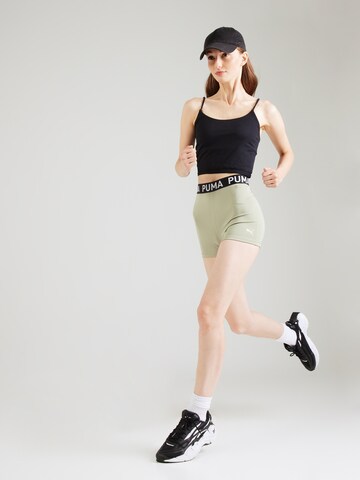 PUMA Skinny Fit Спортен панталон 'Strong 3' в зелено