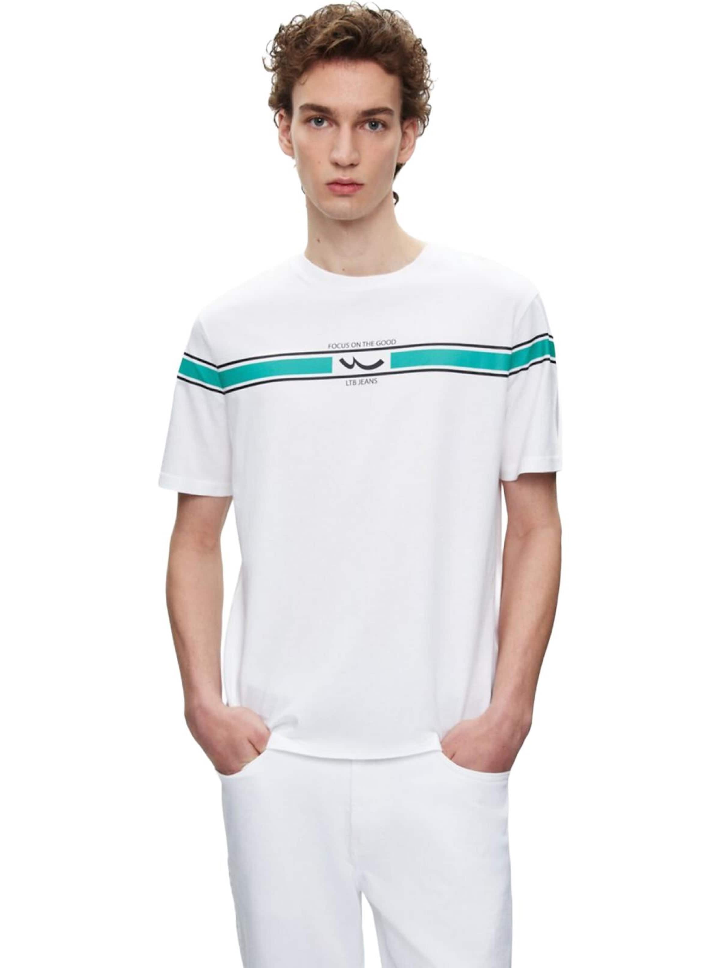 Maglietta 'LTB Jeans Herren-T-Shirt mit Streifen und Logo' di LTB Jeans in bianco: frontale