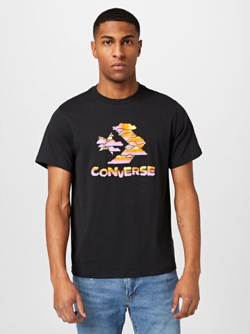 CONVERSE - Camiseta en negro: frente