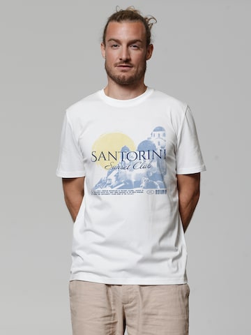 T-Shirt 'Santorini Sunset Club' Watapparel en blanc : devant