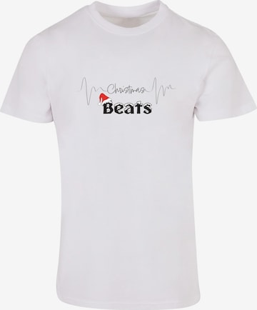 Merchcode Shirt 'Christmas Beats' in White: front