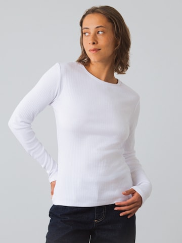 Honest Basics Shirt 'Long Rib'‌‌‌‌‌ in Weiß