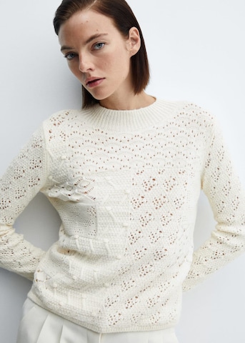 MANGO Sweater 'Piquetin' in White: front