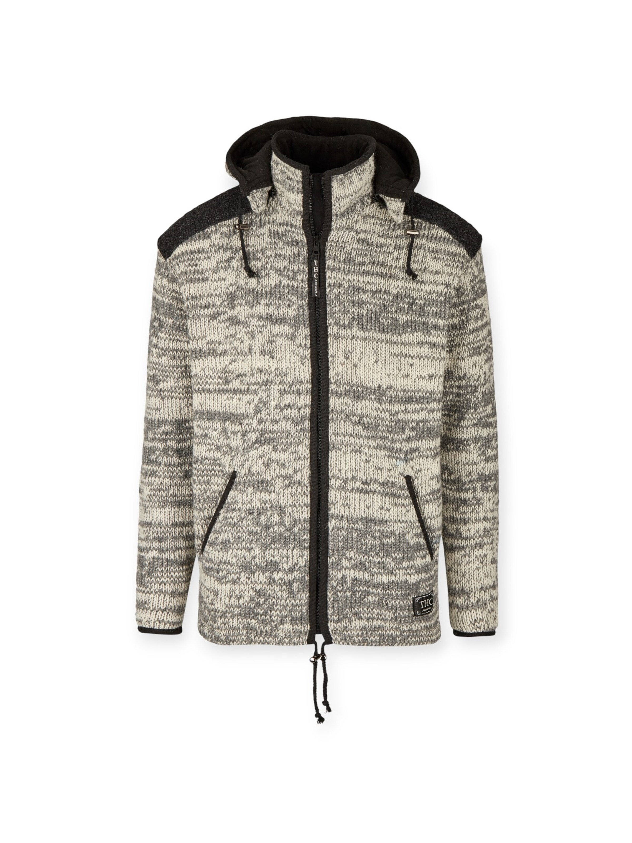 THC Natural Line Knit Cardigan 'THC 812' in Beige: front