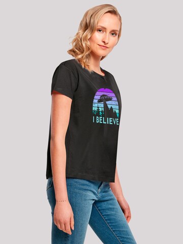 F4NT4STIC Shirt 'I Believe UFO Alien Raumschiff Retro' in Zwart