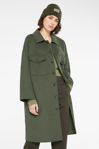 SENSES.THE LABEL Between-Seasons Coat in Green: front
