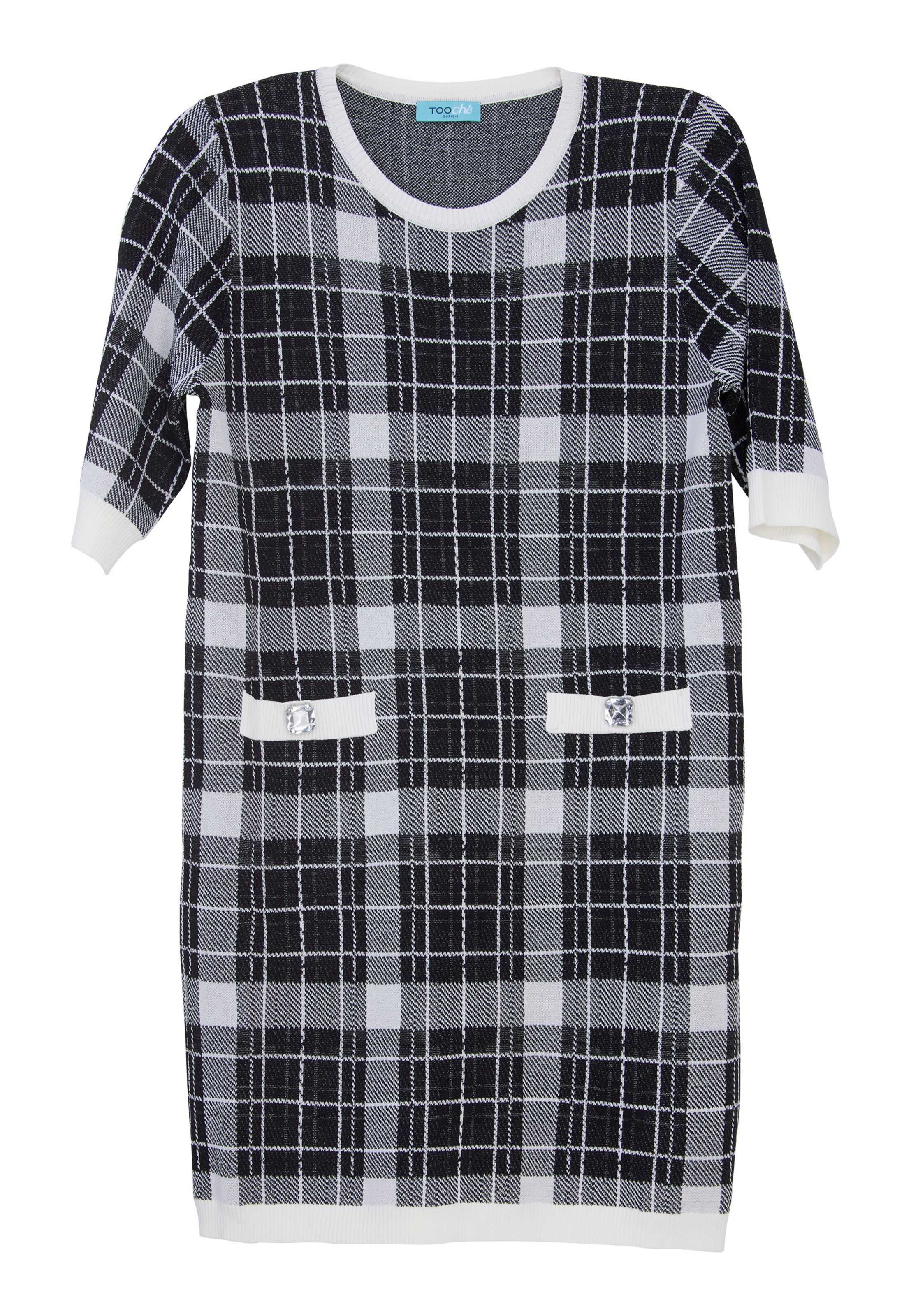 TOOche Jurk 'Scacchio' in Zwart: voorkant