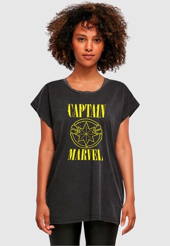 ABSOLUTE CULT Shirt 'Captain Marvel - Grunge' in Zwart: voorkant