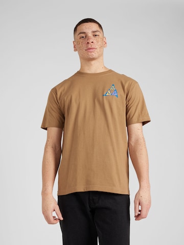HUF Shirt 'NO-FI' in Brown: front