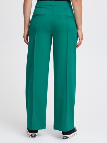 ICHI Szeroka nogawka Spodnie w kant w kolorze zielony