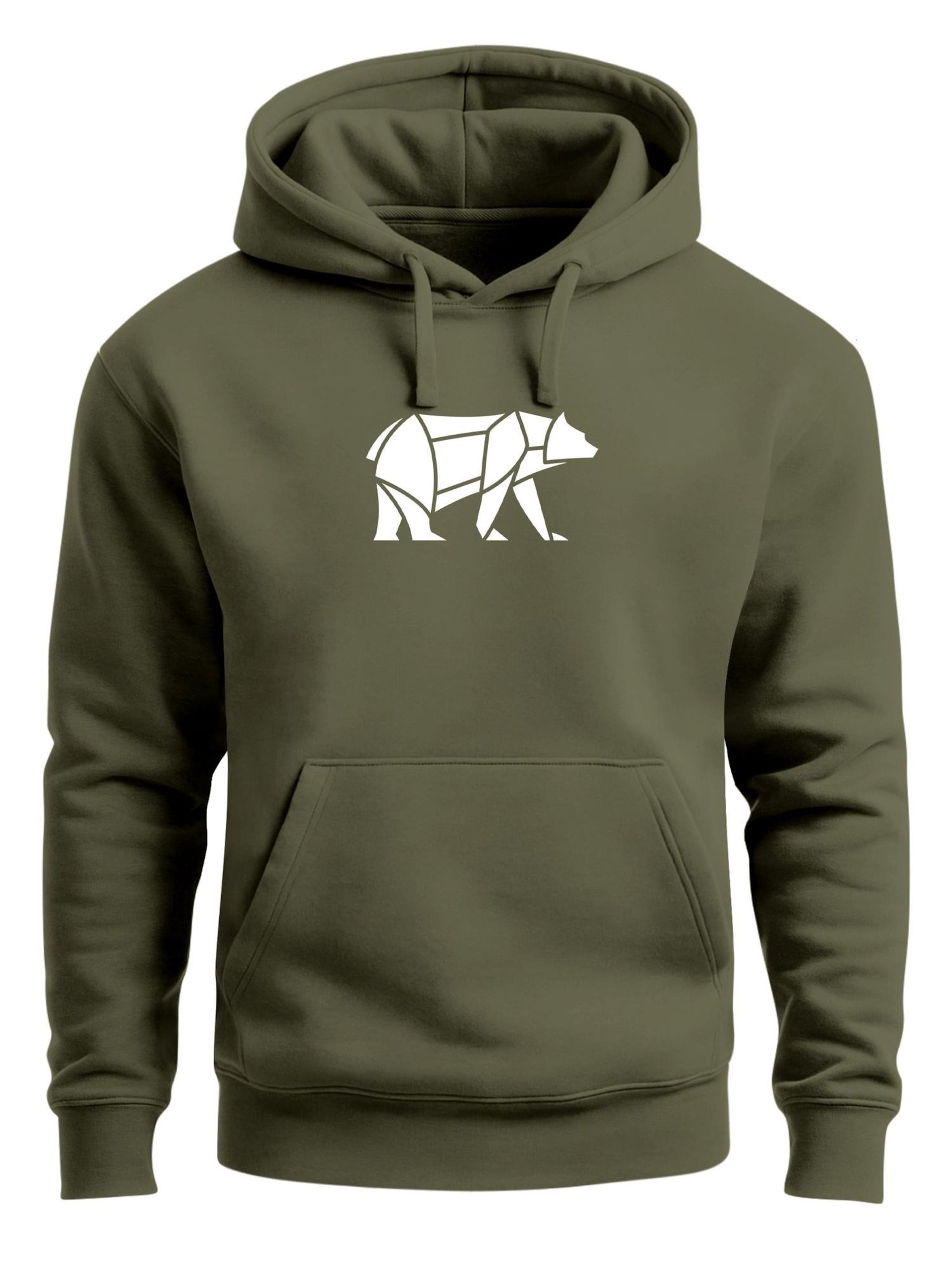 Neverless Sweatshirt 'Bär Lineart Polygon' in Green: front