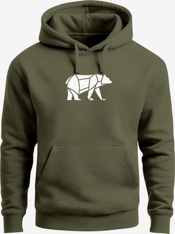 Neverless Sweatshirt 'Bär Lineart Polygon' in Grün: Vorderseite