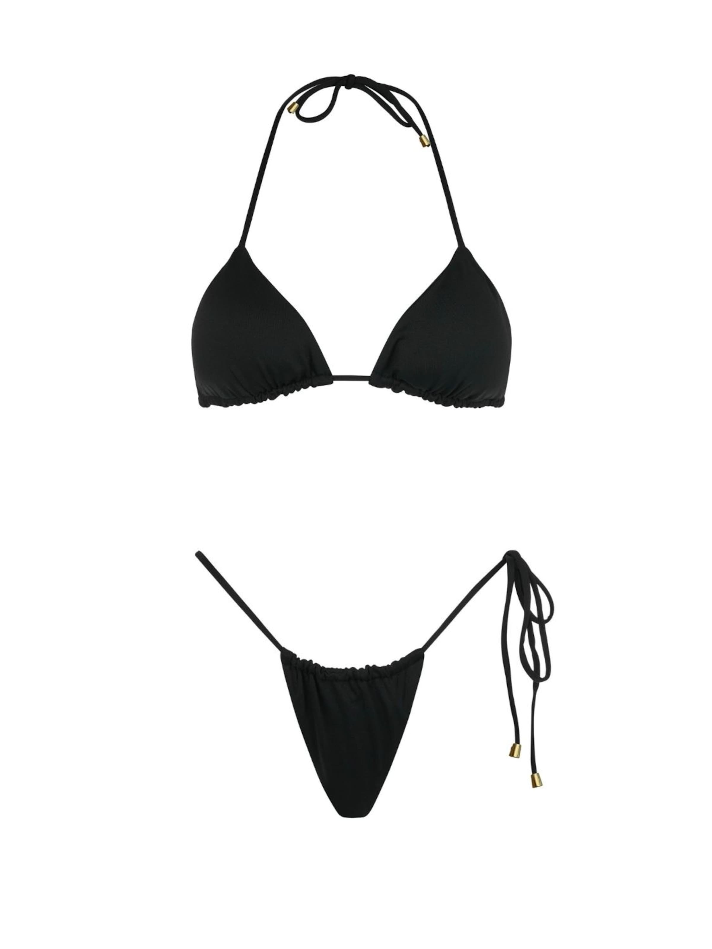 Acuarela Brand Triangle Bikini 'Rio Triangle Bikini Set' in Black: front