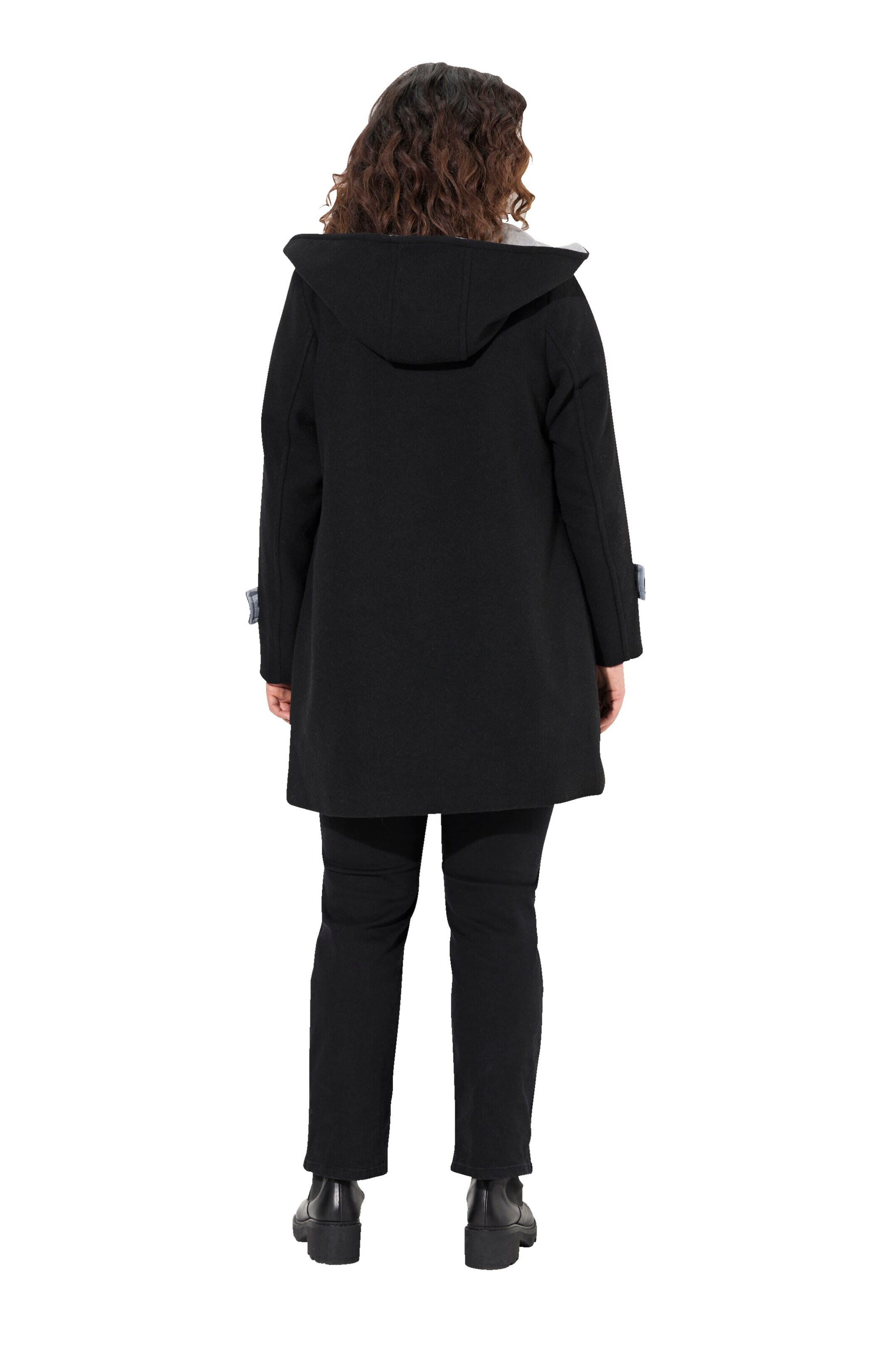 Ulla Popken Wintermantel in Zwart