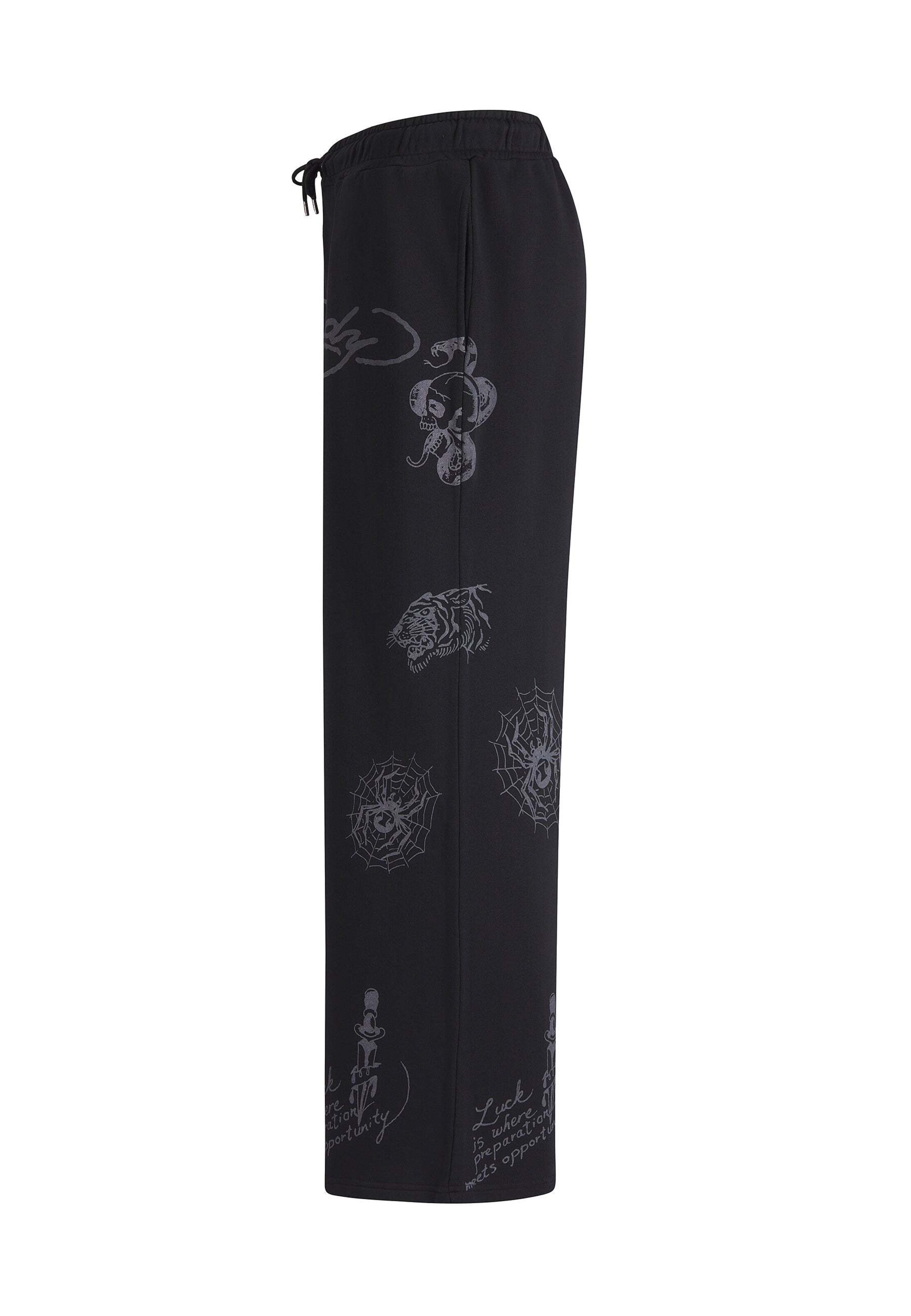 juoda Ed Hardy Laisvas Kelnės