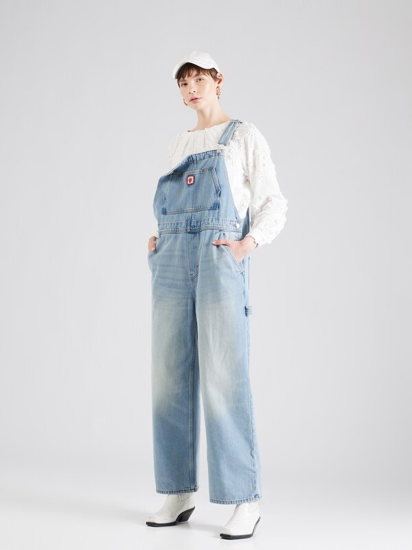 Monki Loose fit Jean Overalls in Blue Denim
