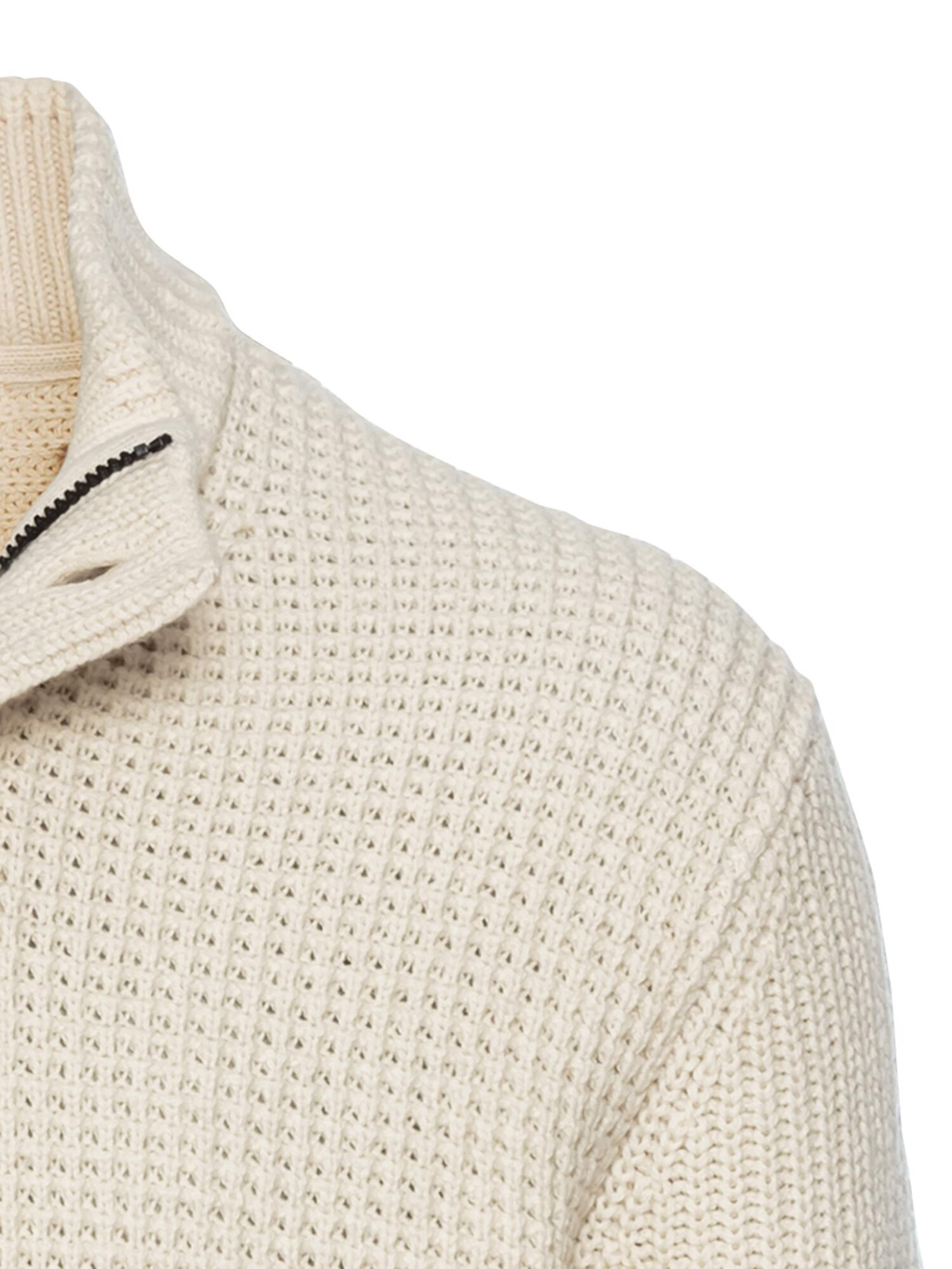 CAMEL ACTIVE Strickjacke mit verstecktem Reißverschluss in Beige