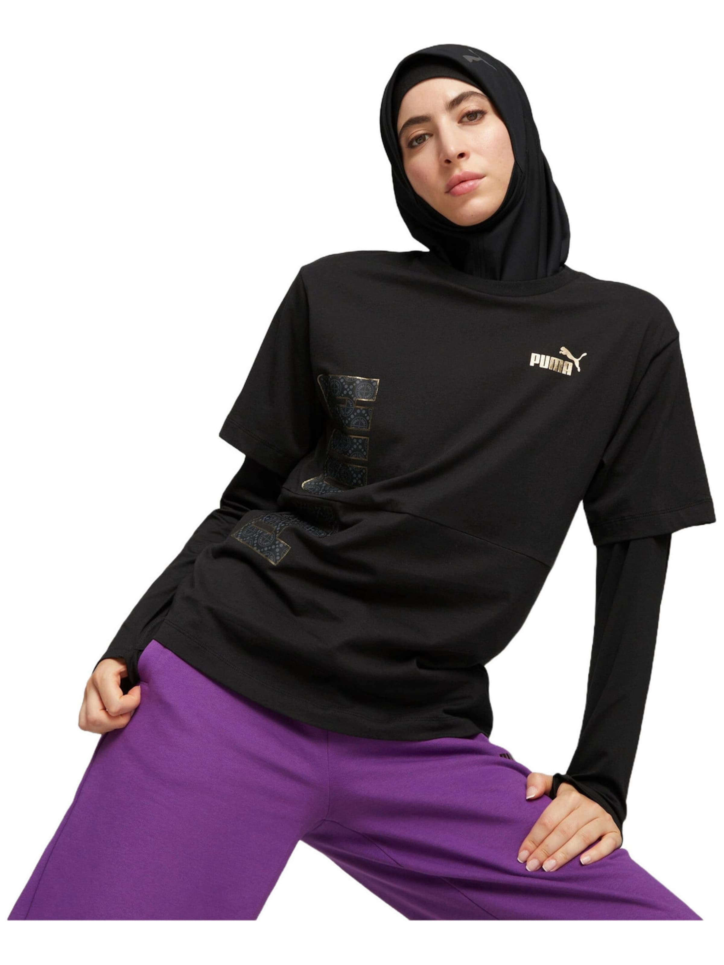 PUMA T-shirt 'Puma Power Logo Love' en XS en noir, Vue avec produit