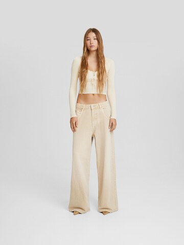 Bershka Wide Leg Farkut värissä beige