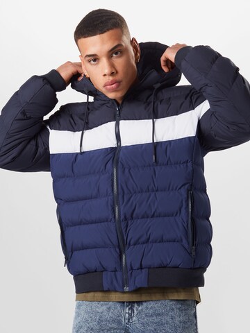 Urban Classics Winter Jacket in Blue: front