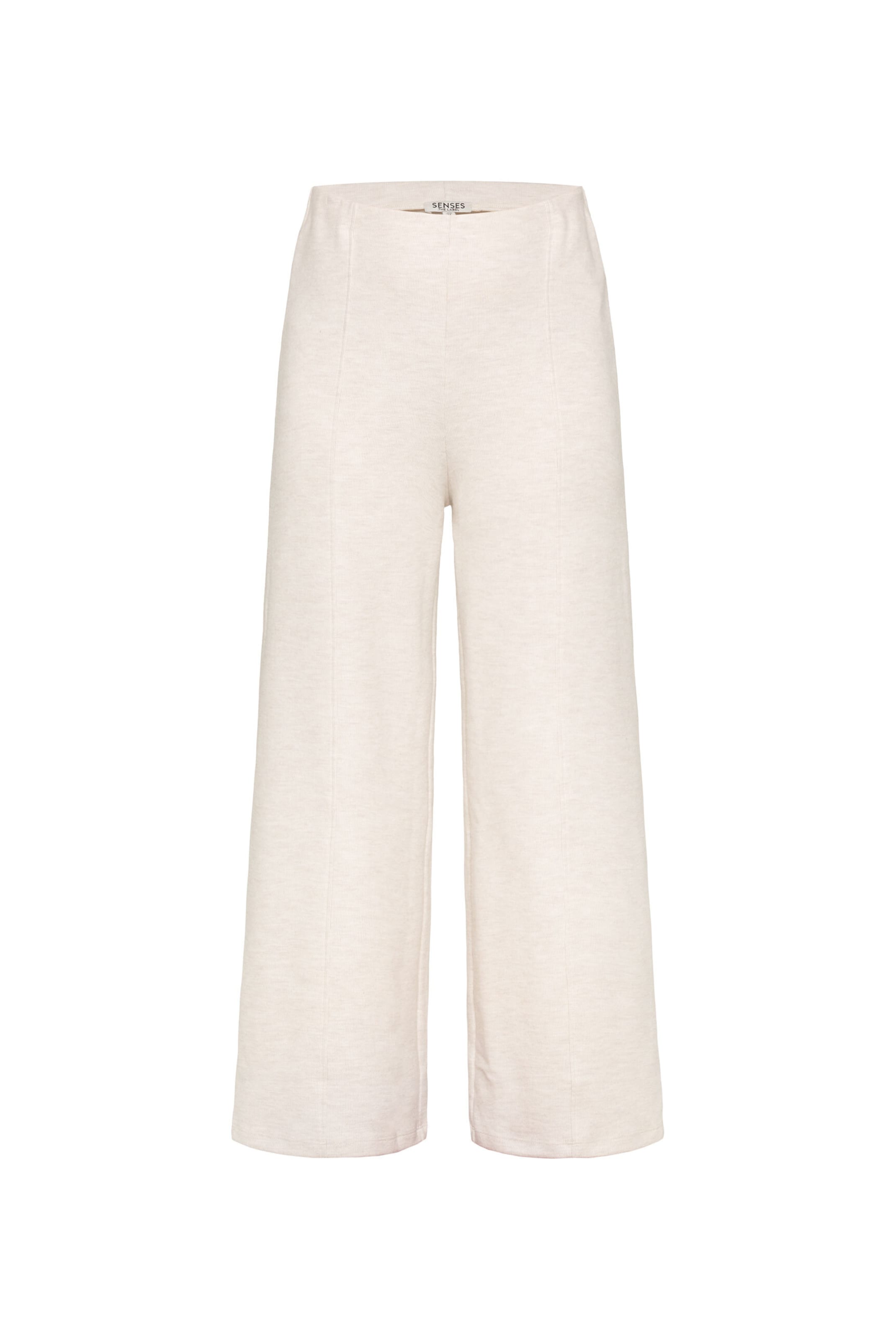 SENSES.THE LABEL Loosefit Wide Leg Pants aus Jersey-Rippstrick in Weiß: Vorderseite