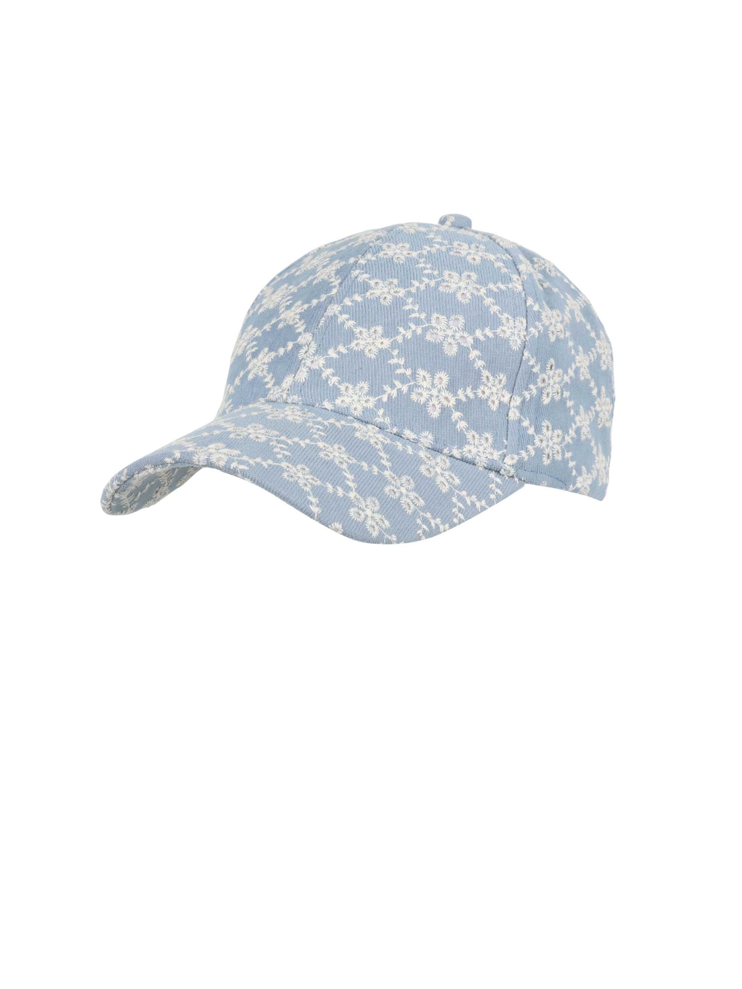 SAMAYA Kappe `Carney` mit Allover-Stickerei in Blau: Vorderseite