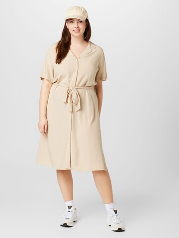 PIECES Curve Shirt Dress 'OLIVIA' in Beige