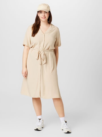 PIECES Curve Shirt dress 'OLIVIA' in Beige