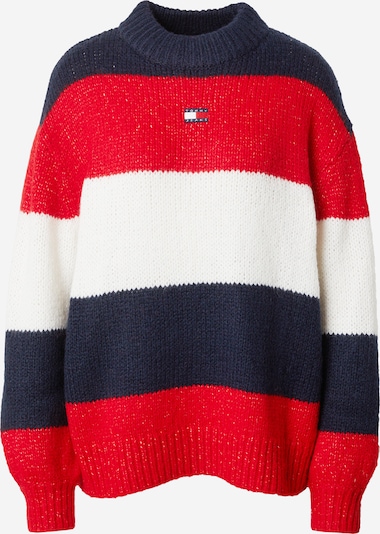 Tommy Jeans Pull-over oversize en bleu marine / rouge vif / blanc, Vue avec produit