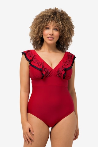 Ulla Popken Bustier Badpak in Rood: voorkant