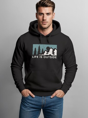 Neverless Sweatshirt 'Life is outside' in Schwarz