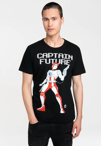 LOGOSHIRT Shirt 'Captain Future' in Black: front