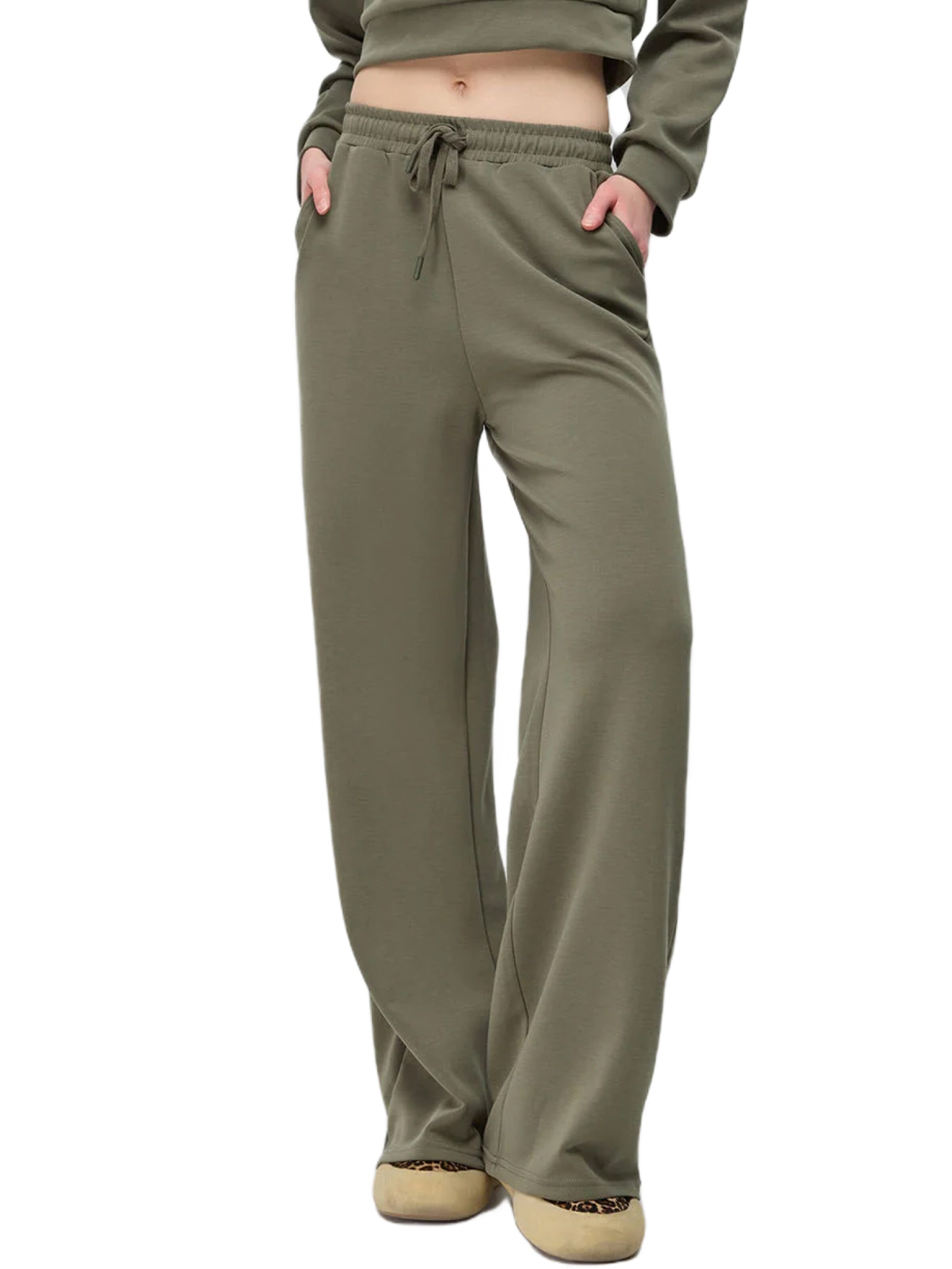 No Matter What Wide leg Broek in Groen: voorkant