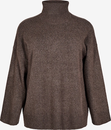 Zizzi Sweater 'Cavista' in Brown: front