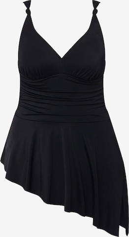 Ulla Popken Bustier Badekleid in Schwarz: Vorderseite