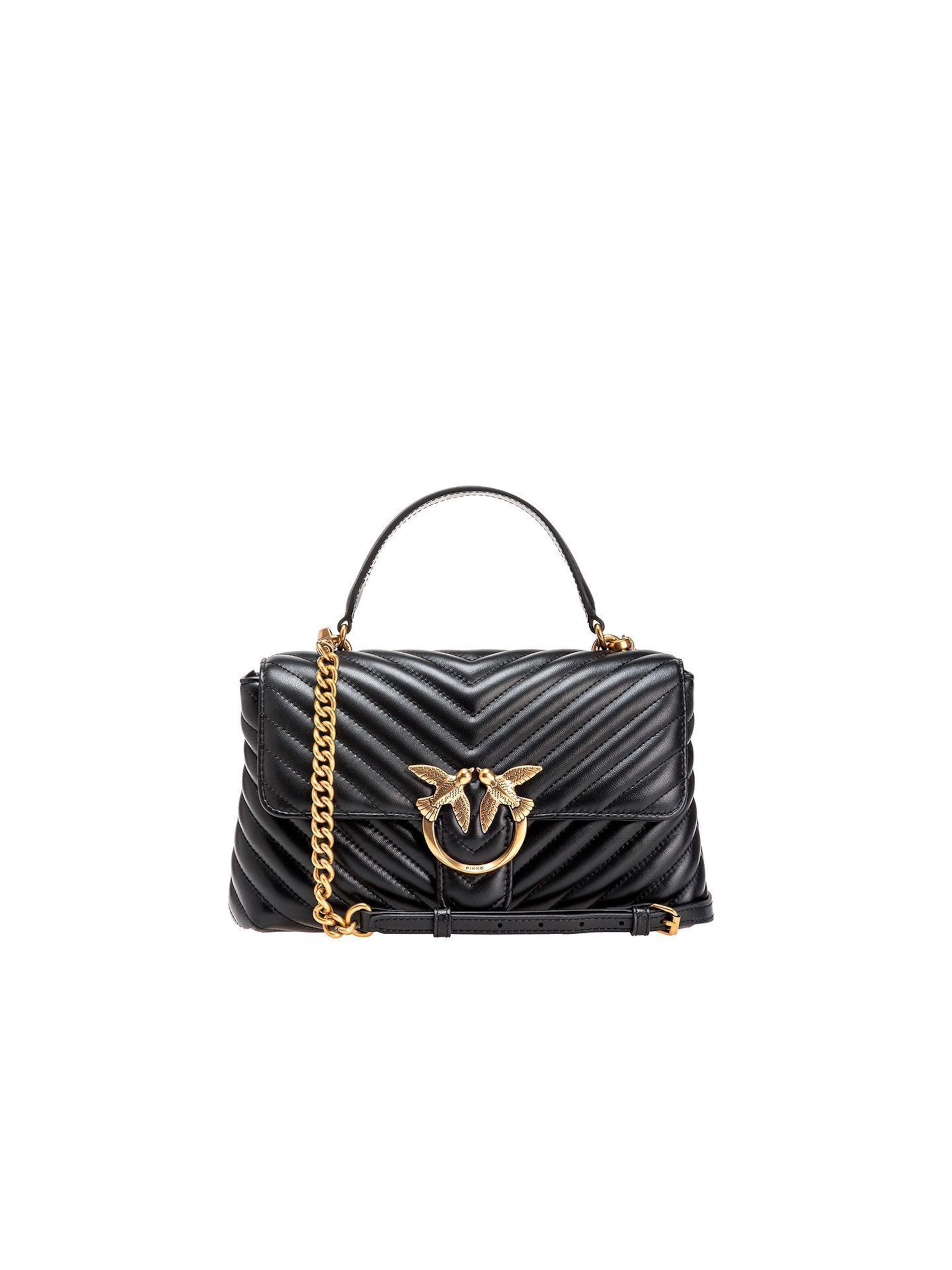 PINKO - Bolso de mano 'Love Lady Puff Classic Cl Sheep Nappa Chevron' en negro: frente