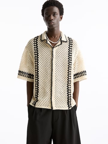 Pull&Bear Comfort fit Button Up Shirt in Beige