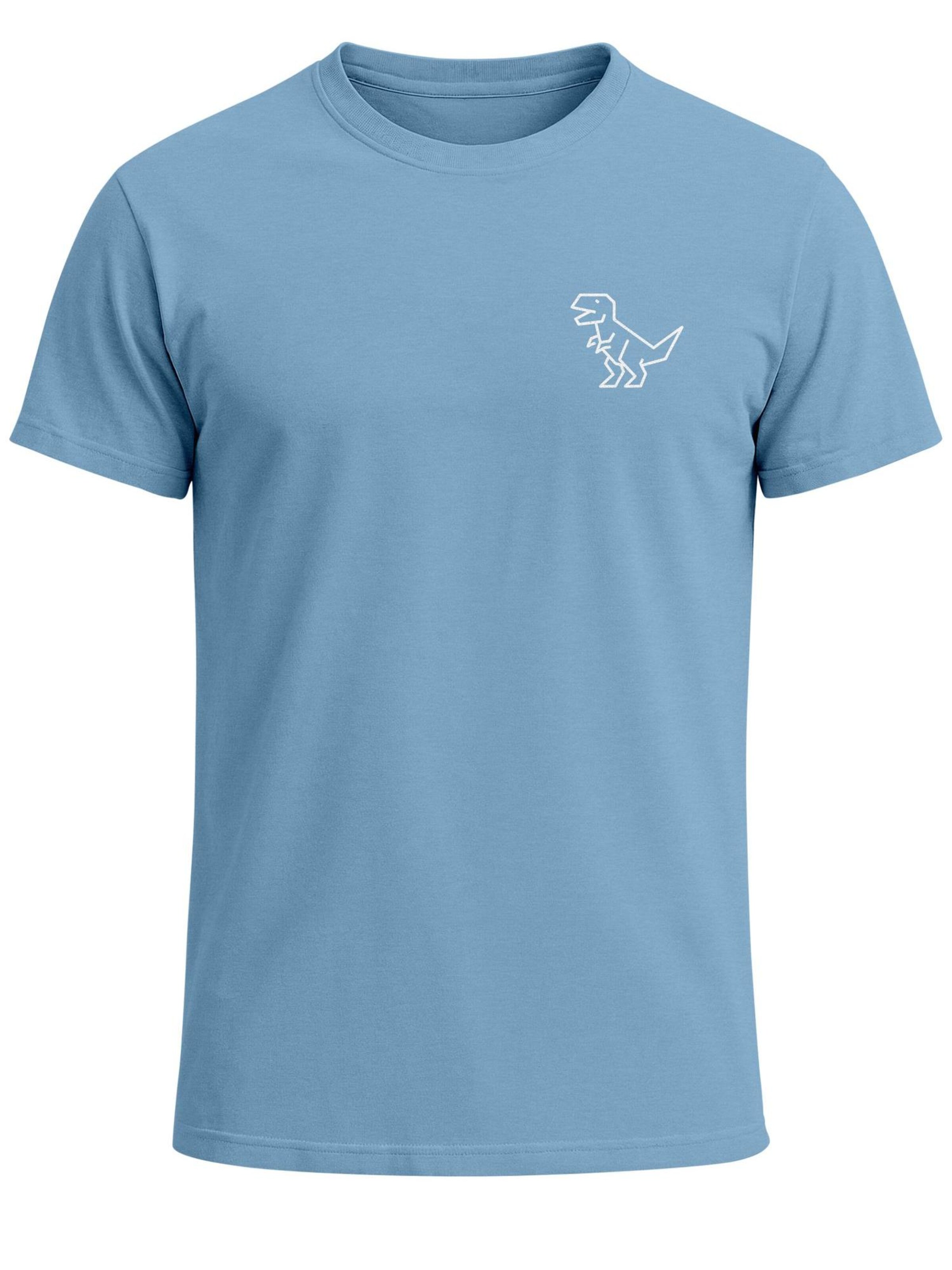 Neverless Shirt 'Polygon T-Rex' in Blue: front