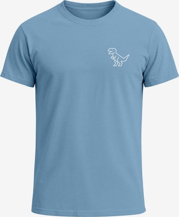 Neverless Shirt 'Polygon T-Rex' in Blue: front