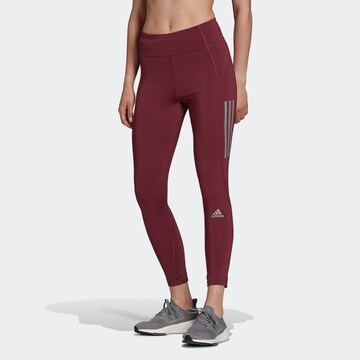 ADIDAS SPORTSWEAR Skinny Workout Pants in Red: front