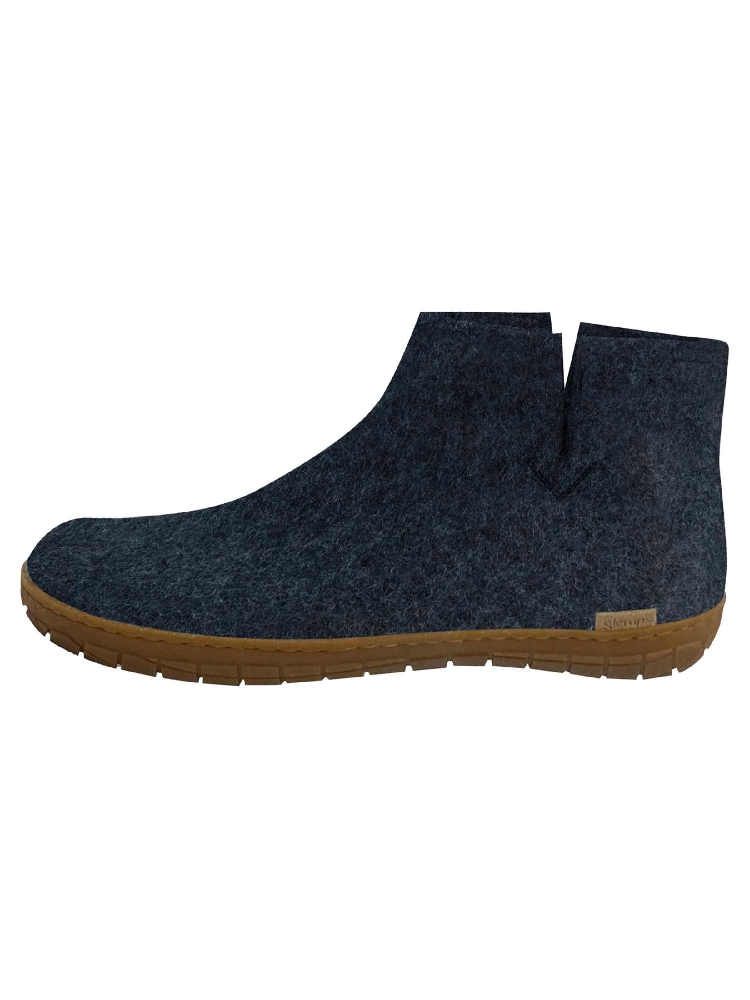 Glerups Muiltjes 'Honey' in Blauw: voorkant