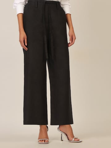 mint & mia Loosefit Leinen Hose in Schwarz: Vorderseite
