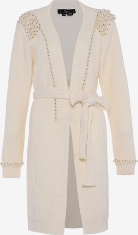 faina Knit Cardigan in White: front