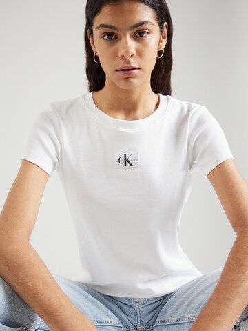 balta Calvin Klein Jeans Marškinėliai