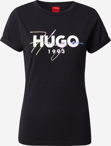 HUGO Shirt 'The Slim Tee 19' in Zwart: voorkant