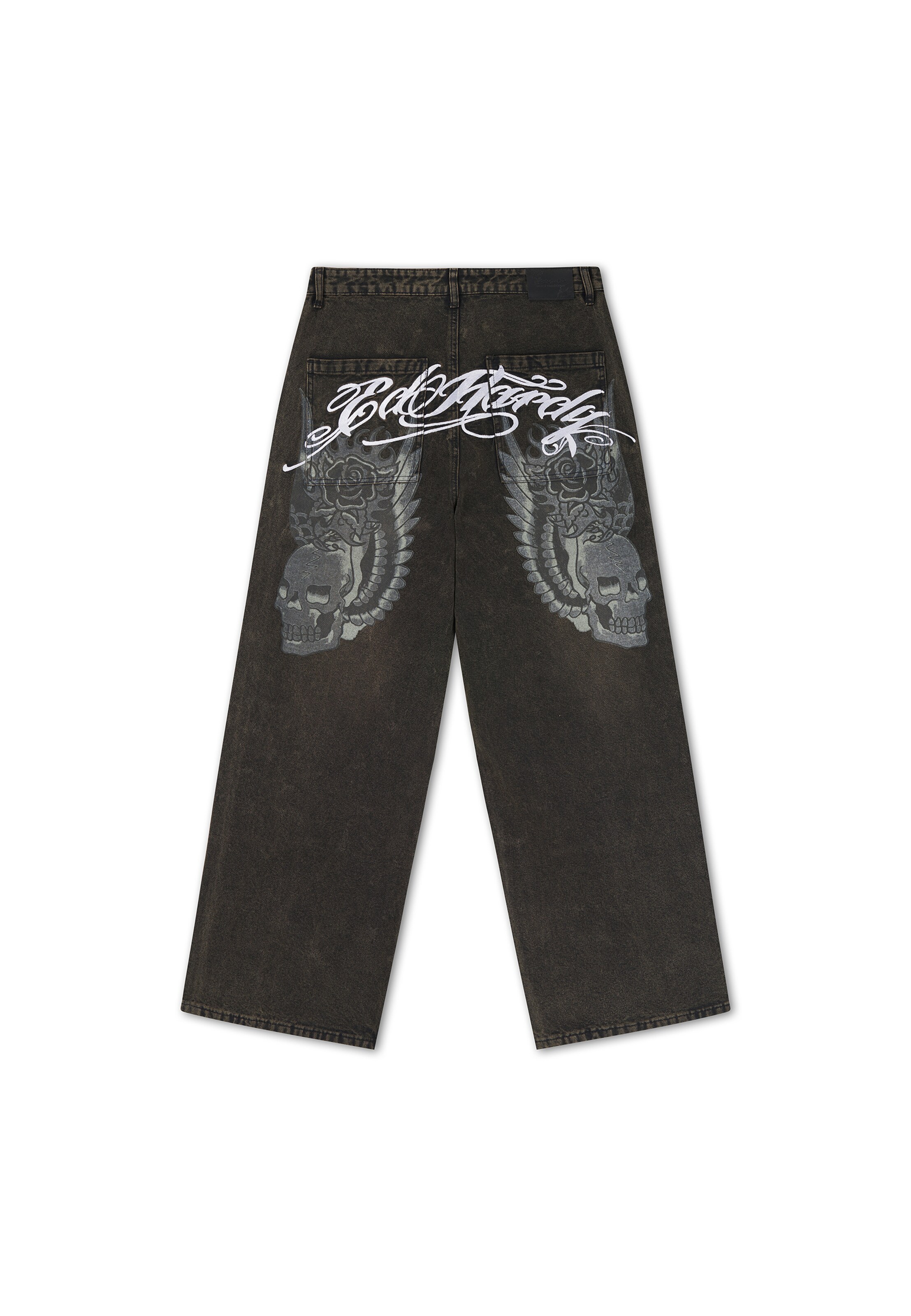 juoda Ed Hardy Plačios klešnės Kelnės: galas